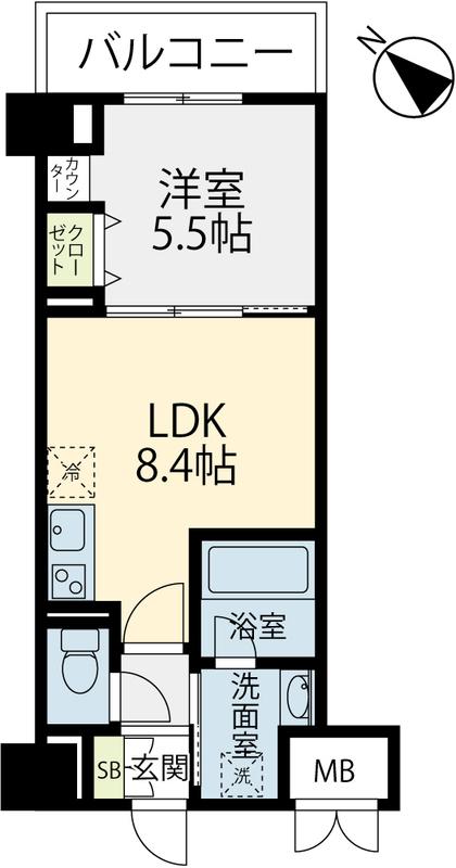 ELGRAND箱崎(1LDK/3階)の間取り写真