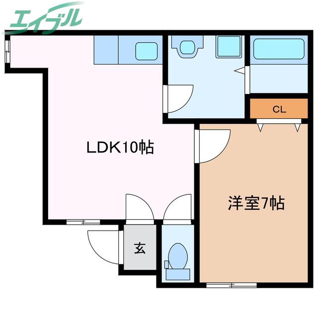 フロンティア中川原(1LDK/1階)の間取り写真