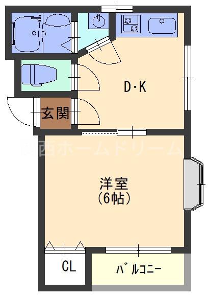 サンシャイン八雲(1DK/2階)の間取り写真