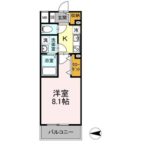 D-ROOM早稲田(1K/5階)の間取り写真