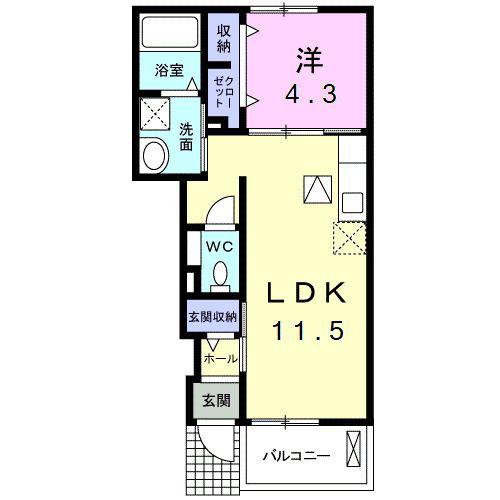 グランデ(1LDK/1階)の間取り写真