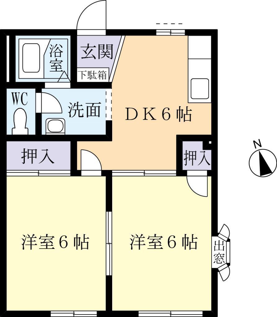 セントラルエステートB(2DK/2階)の間取り写真