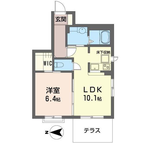 ORANGE DOOR-オレンジドア-(1LDK/1階)の間取り写真