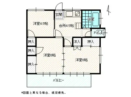 栄荘(3K/1階)の間取り写真