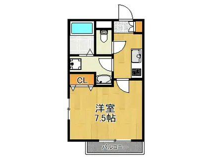 グランディール(1K/3階)の間取り写真