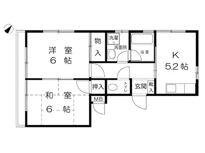 芦屋ニューハイツ(2K/2階)の間取り写真