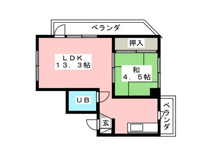 奈良マンション(1LDK/4階)の間取り写真