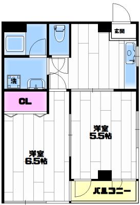 ミワビル(2DK/3階)の間取り写真