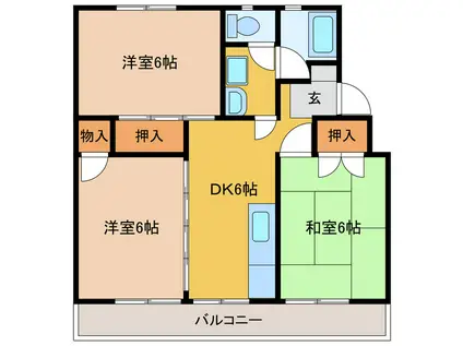 ステーションハイツ大江(3DK/3階)の間取り写真
