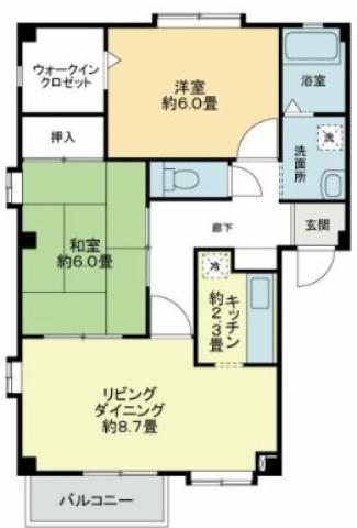 フォブール西須賀(2LDK/2階)の間取り写真
