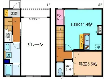 ヴィラ新9 A棟(1LDK/1階)の間取り写真