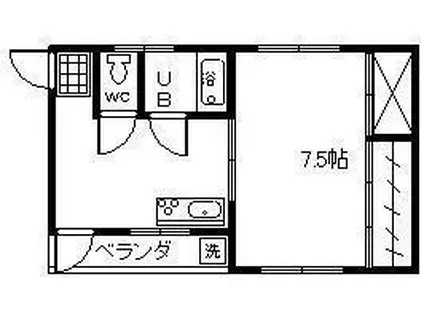 桜小路ビル(1DK/2階)の間取り写真