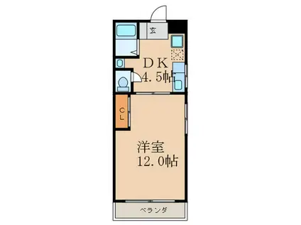 マンション江坂(1DK/7階)の間取り写真