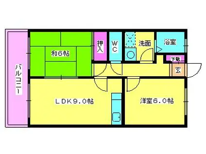 シティベール日の出(2LDK/2階)の間取り写真