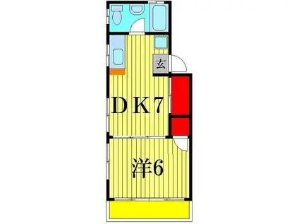 SSマンション(1DK/3階)の間取り写真
