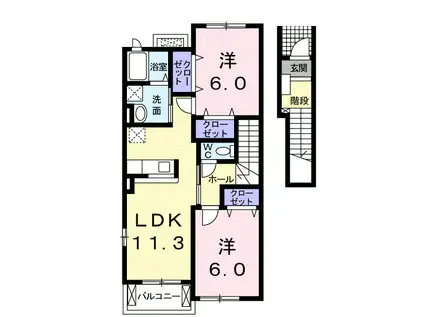プリートカーサ内浜II(2LDK/2階)の間取り写真