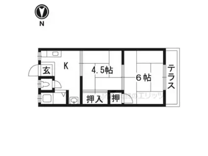 園田ハイムA棟(2DK/1階)の間取り写真