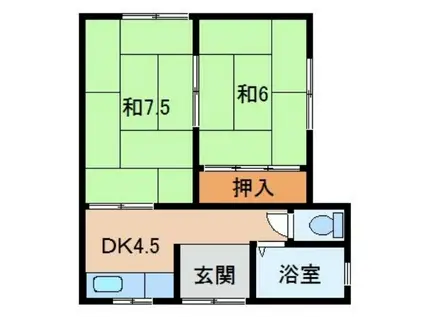 わかやま電鉄貴志川線 竈山駅 徒歩14分 2階建 築30年(2DK/2階)の間取り写真