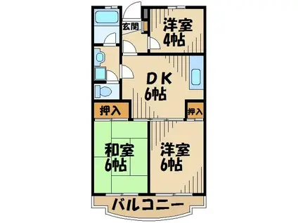サンハイツコヤマ(3DK/2階)の間取り写真