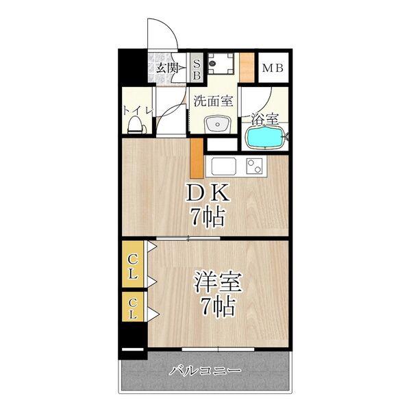 CITY SPIRE難波南(1DK/8階)の間取り写真