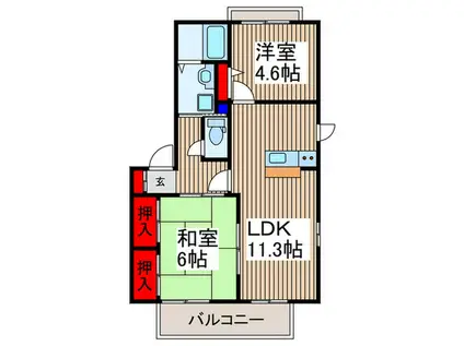 シェーンプラッツ(2LDK/1階)の間取り写真