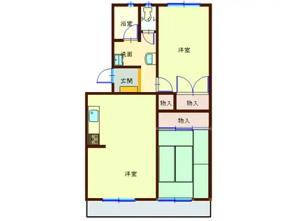 ベルメゾン三宅(2LDK/2階)の間取り写真