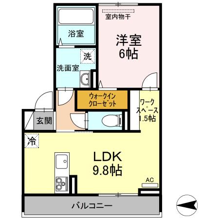 プレミアステイツ K(1LDK/2階)の間取り写真