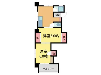 新光マンション(2DK/4階)の間取り写真