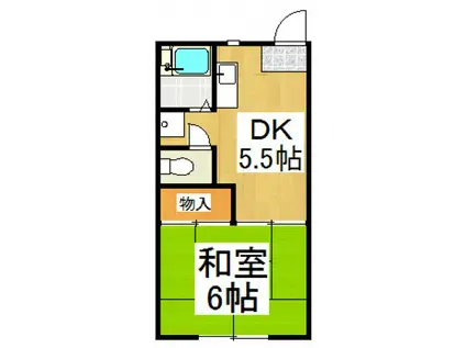 サンライズアパートメントD棟(1DK/1階)の間取り写真