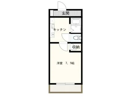 京急大師線 小島新田駅 徒歩1分 4階建 築24年(1K/4階)の間取り写真