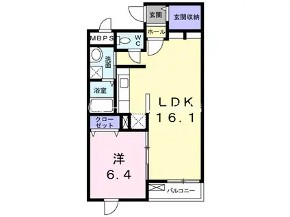 アビタシオン高井(1LDK/2階)の間取り写真