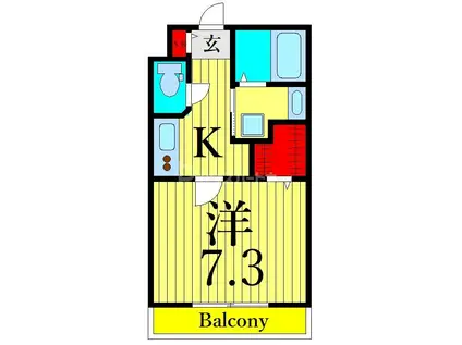 北上野ハイムカズ(1K/2階)の間取り写真