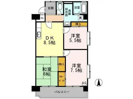 メゾン・ド・昭裕 II(3DK/3階)の間取り写真