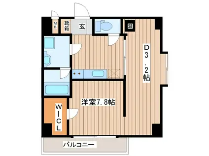 ソレアード小松島III(1DK/1階)の間取り写真