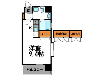 ローズモントフレア舞鶴(ワンルーム/2階)の間取り写真