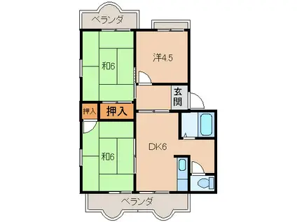 フレグランス粟A棟(3DK/2階)の間取り写真