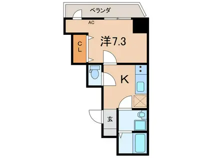 ヴェルフェリーク金池II(1K/7階)の間取り写真