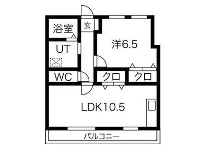 サンスポットK-10 N(1LDK/1階)の間取り写真