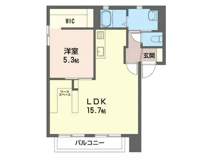 クレアトゥールD(1LDK/1階)の間取り写真