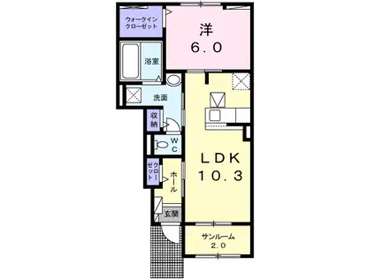 グレース ハイランド上田I(1LDK/1階)の間取り写真