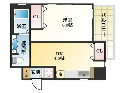 ファーストアベニール(1DK/2階)の間取り写真