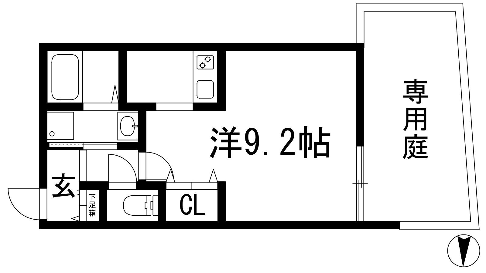 ウェルスクエア池田天神(1K/1階)の間取り写真