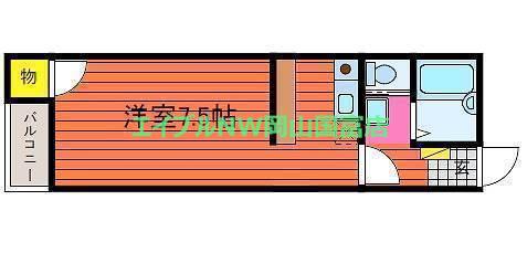 パルシェハイツ(1K/3階)の間取り写真