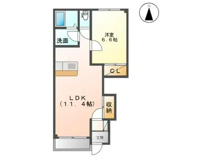 エクシードI(1LDK/1階)の間取り写真
