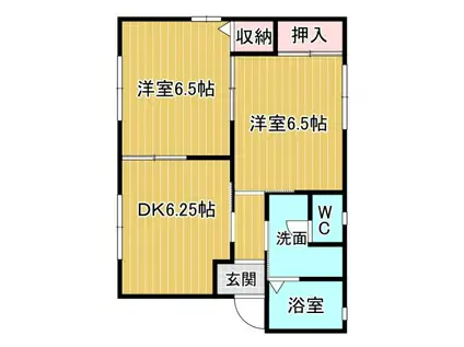 グランドールYAMATO(2DK/1階)の間取り写真