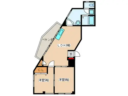本町マンション(2LDK/2階)の間取り写真