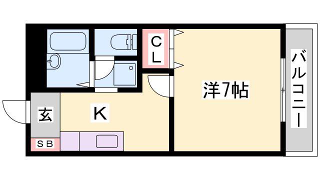 ハイツ緑苑(1K/1階)の間取り写真