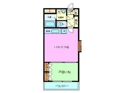 リーヴァ黄瀬川(1LDK/2階)の間取り写真