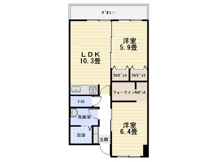 シャトード寿(2LDK/3階)の間取り写真