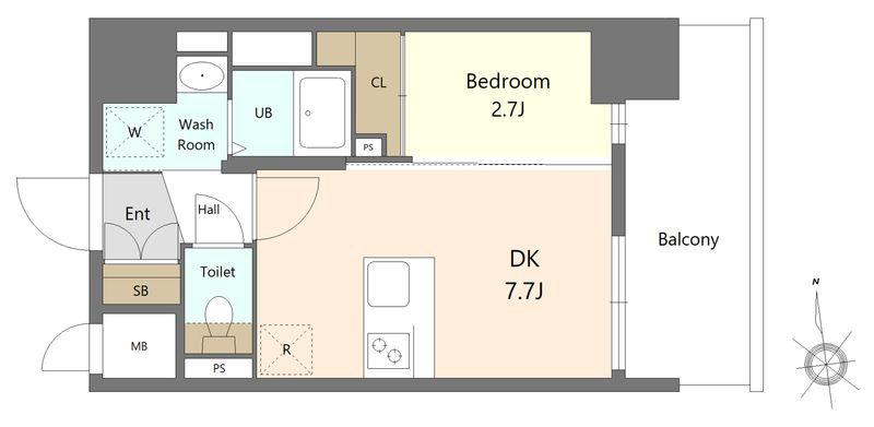 RESIDENCE花畑(1DK/10階)の間取り写真